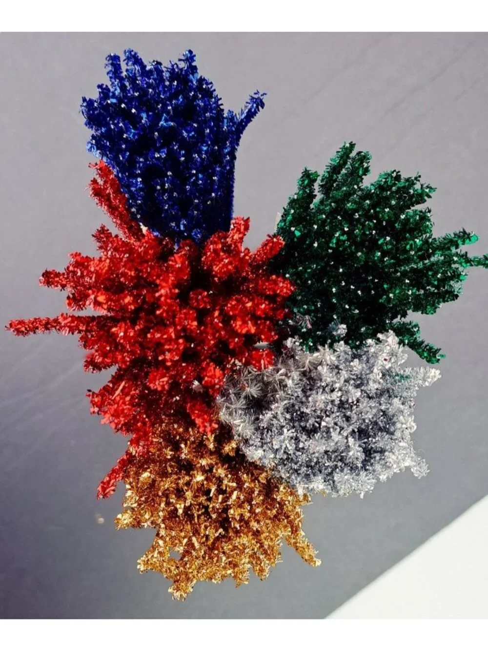 Vintage Metallic Stems Chenille Craft Wires Red Blue Green Silver Gold Large Lot